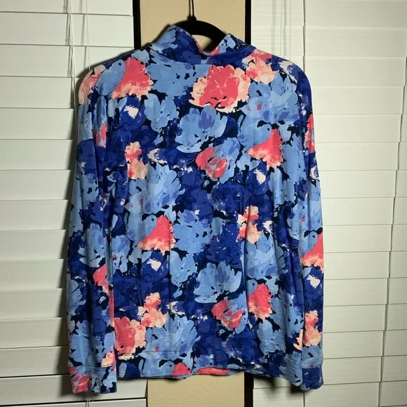 Fabletics Blue and Pink Floral Quarter-Zip Sweatshirt - Picture 6 of 10